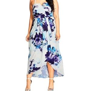 City Chic size 18 blue blooms maxi dress